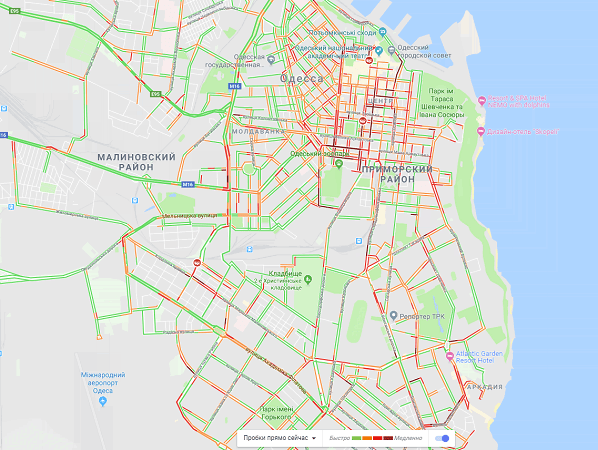 Центр Одессы застыл в пробках из-за праздника и ремонта дорог