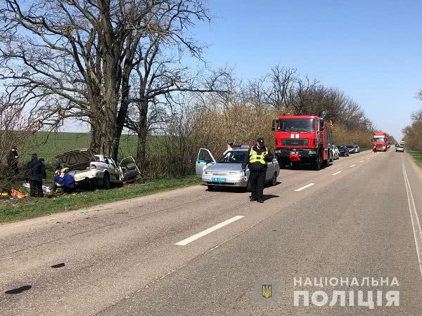 В Одесской области «Волга» врезалась в дерево, двое человек погибли. Фото
