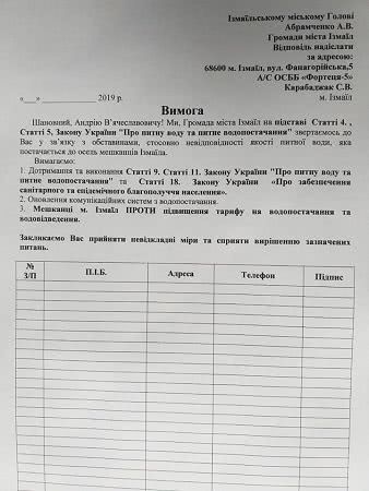 В Измаиле недовольные качеством питьевой воды горожане протестуют против повышения тарифов