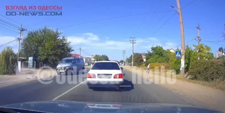 В Одесской области микроавтобус сбил человека на «зебре» (видео)