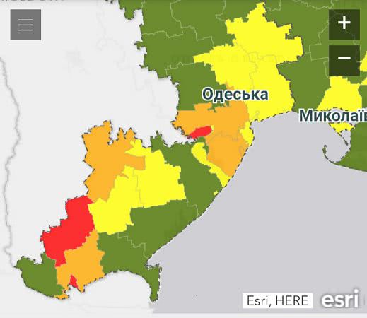 Новое зонирование по COVID-19 в Одесской области вступило в силу