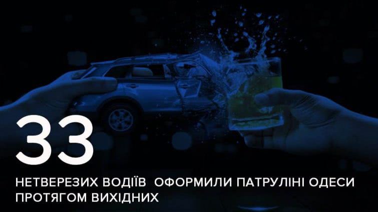 За выходные одесские патрульные поймали 33 пьяных водителя