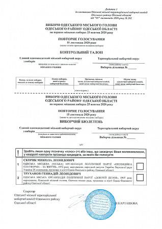 Второй тур выборов мэра Одессы назначен на 15 ноября