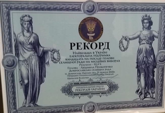 Глава поселкового совета в Одесской области установила национальный рекорд Украины