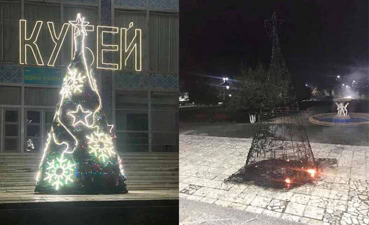 В селе Болградского района полностью сгорела главная ёлка