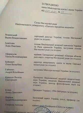 Шкарлет утвердил состав набсовета академии Кивалова: туда вошли Новинский и Портнов. ДОКУМЕНТ