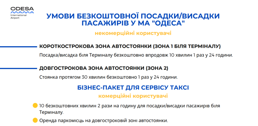 На 10 минут можно: с 1 мая в одесском аэропорту разрешат бесплатно подъезжать к новому терминалу