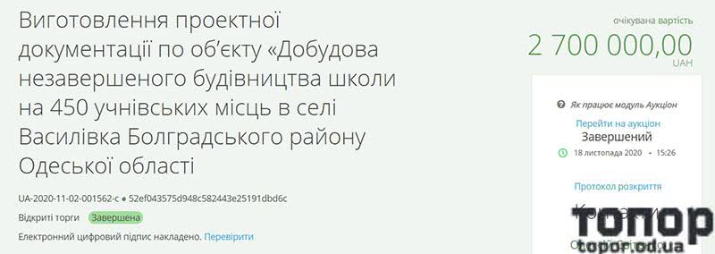 На проектные документы строящейся 30 лет школы в Болградском районе списали 2,7 млрд грн