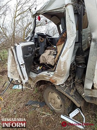 В Одесской области грузовик слетел с дороги и врезался в дерево – водителя зажало в салоне