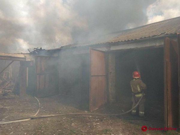 В Одесской области тушили пожар на заброшенной тракторной бригаде