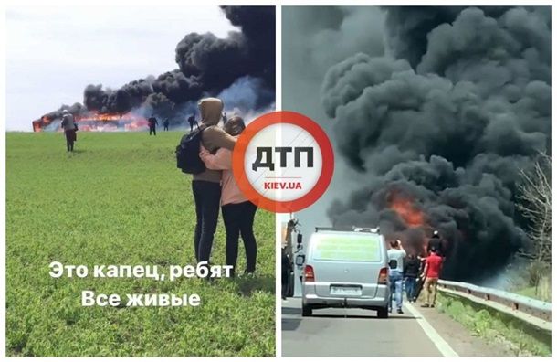 На трассе Киев-Одесса сгорел пассажирский автобус