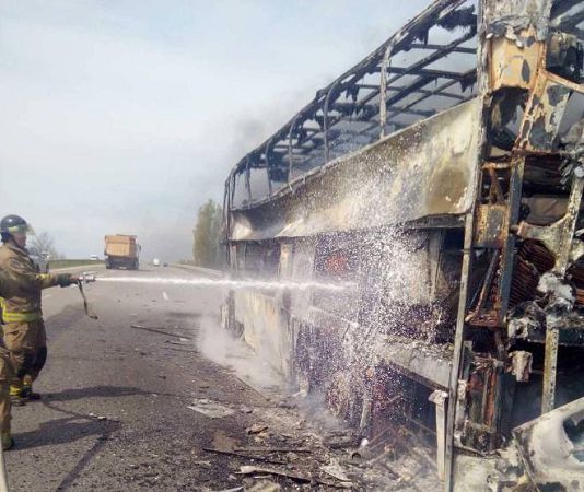 В Одесской области загорелся автобус с 60 пассажирами