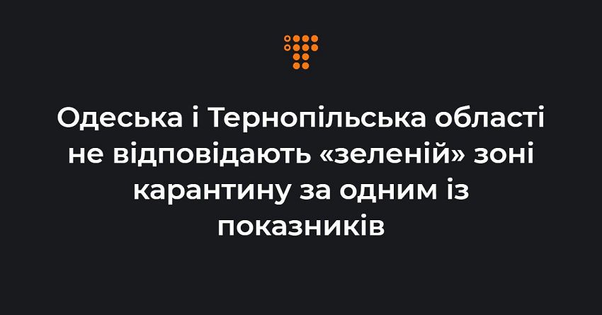 Одеська і Тернопільська області не відповідають «зеленій» зоні карантину за одним із показників