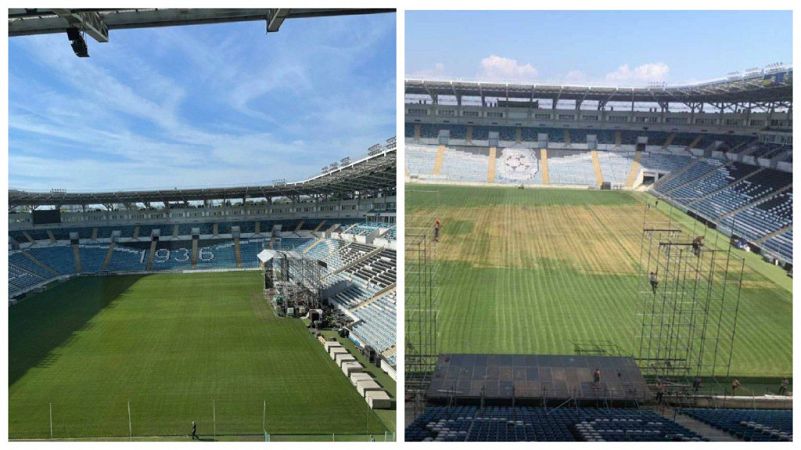 «Скурили» траву: после концерта MONATIK в Одессе стадион «Черноморец» остался без газона (фото до и после)