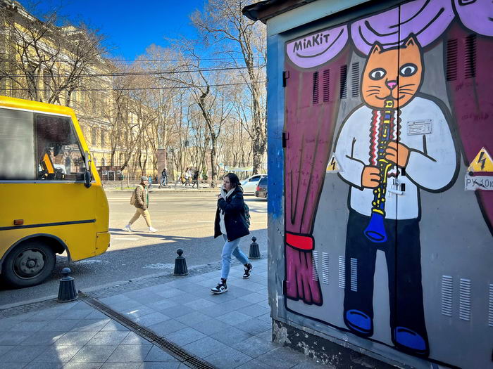 Возле Горсада нарисовали нового патриотичного котика с кларнетом – МилКита