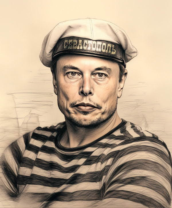 Одесский художник нарисовал Илона Маска в образе российского моряка